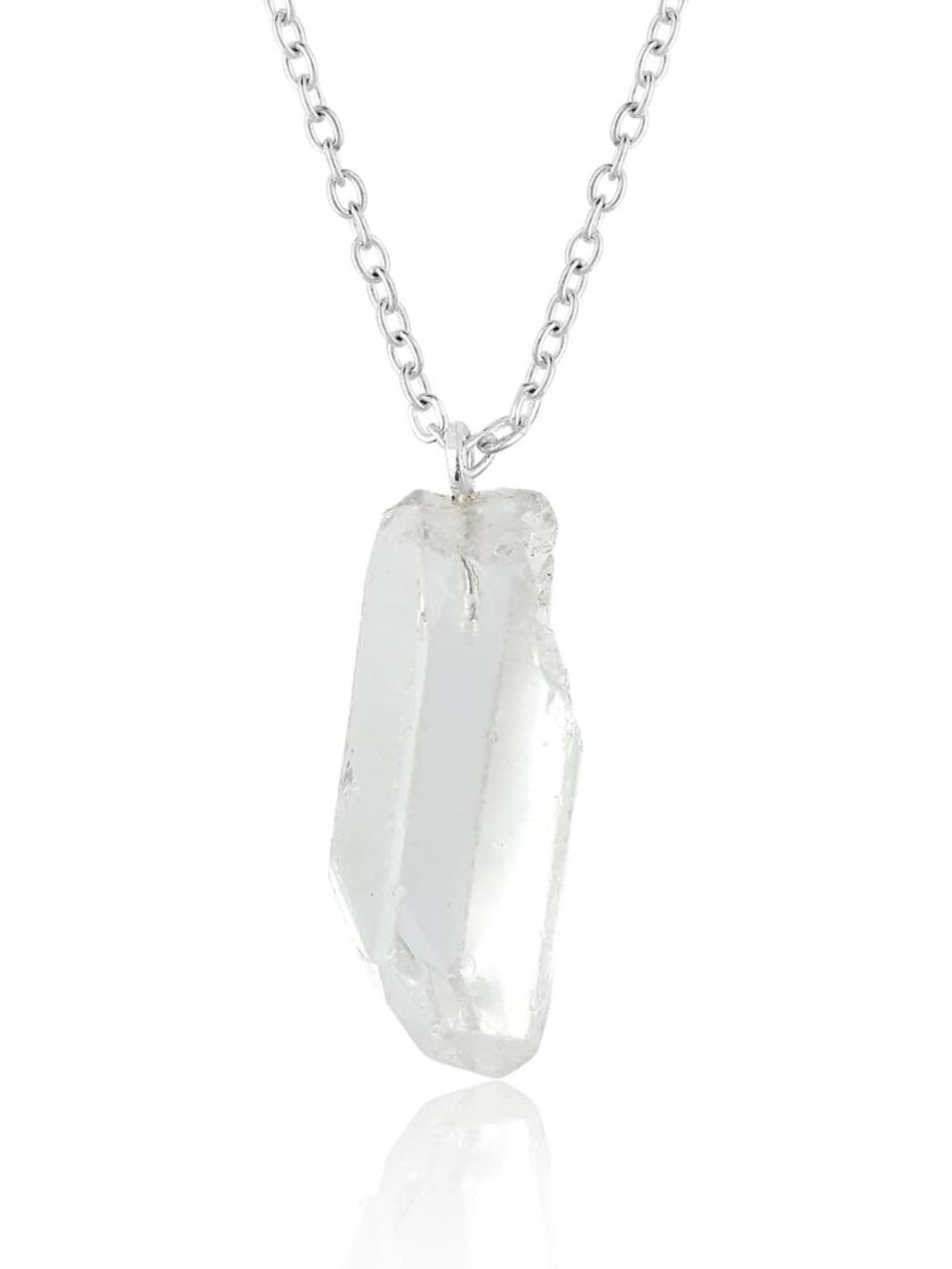 Natural Raw Gemstone Necklace - Handmade Crystal Pendant with Silver Chain